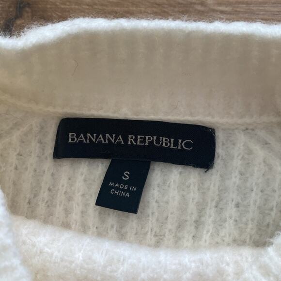 SOLD Banana Republic Aire Waffle Knit Wool Blend Sweater winter White Ivory Sz S - Picture 4 of 8